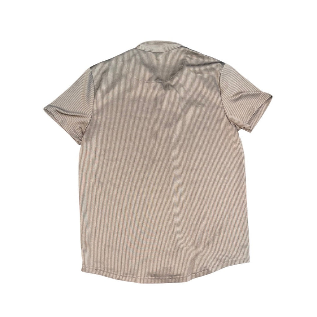 Boohoo Man Ribbed Button Down Short Sleeve Shirt Size Medium Retro