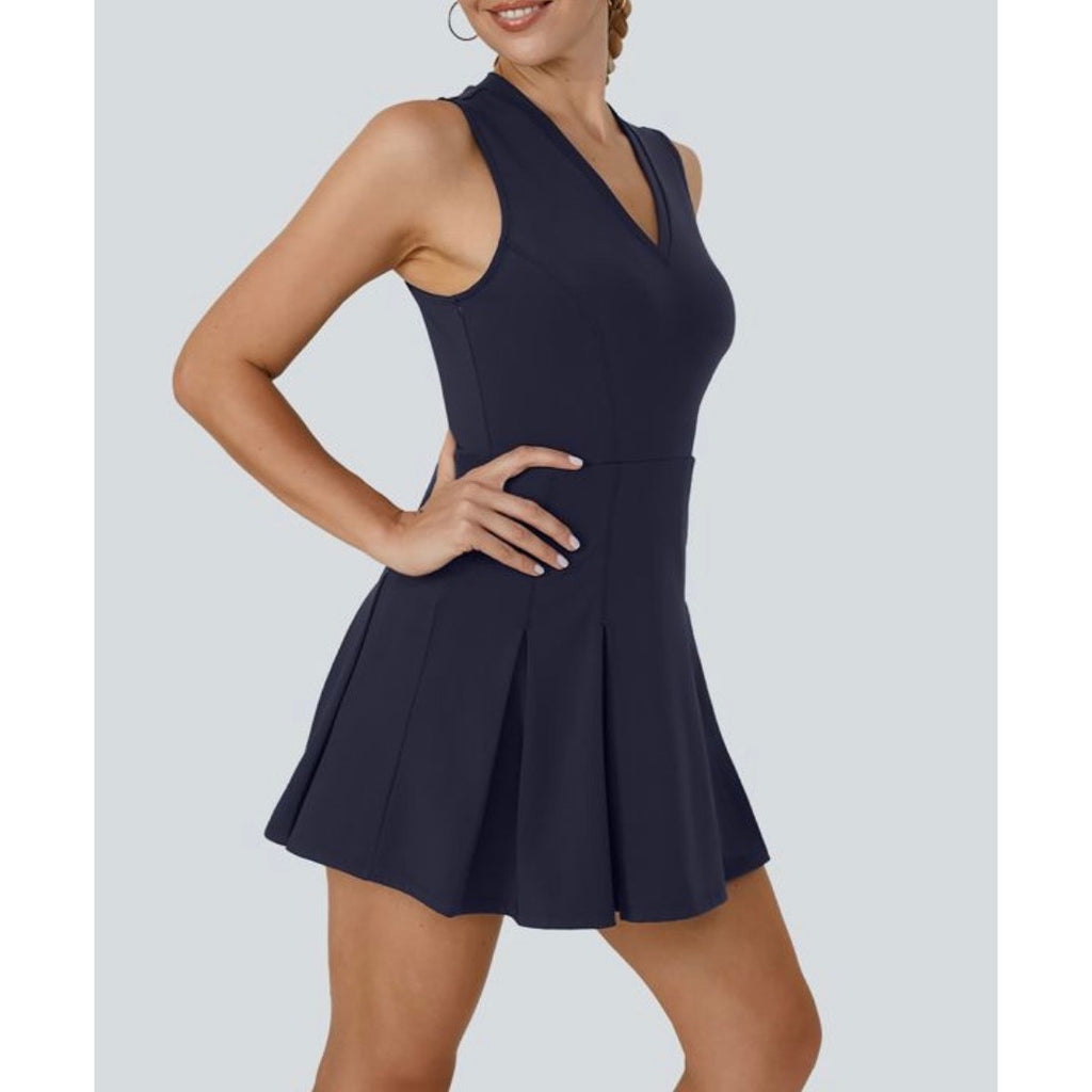 Halara V-Neck Sleeveless Pleated Hem Mini Golf Active Dress SZ Large Sports NWT