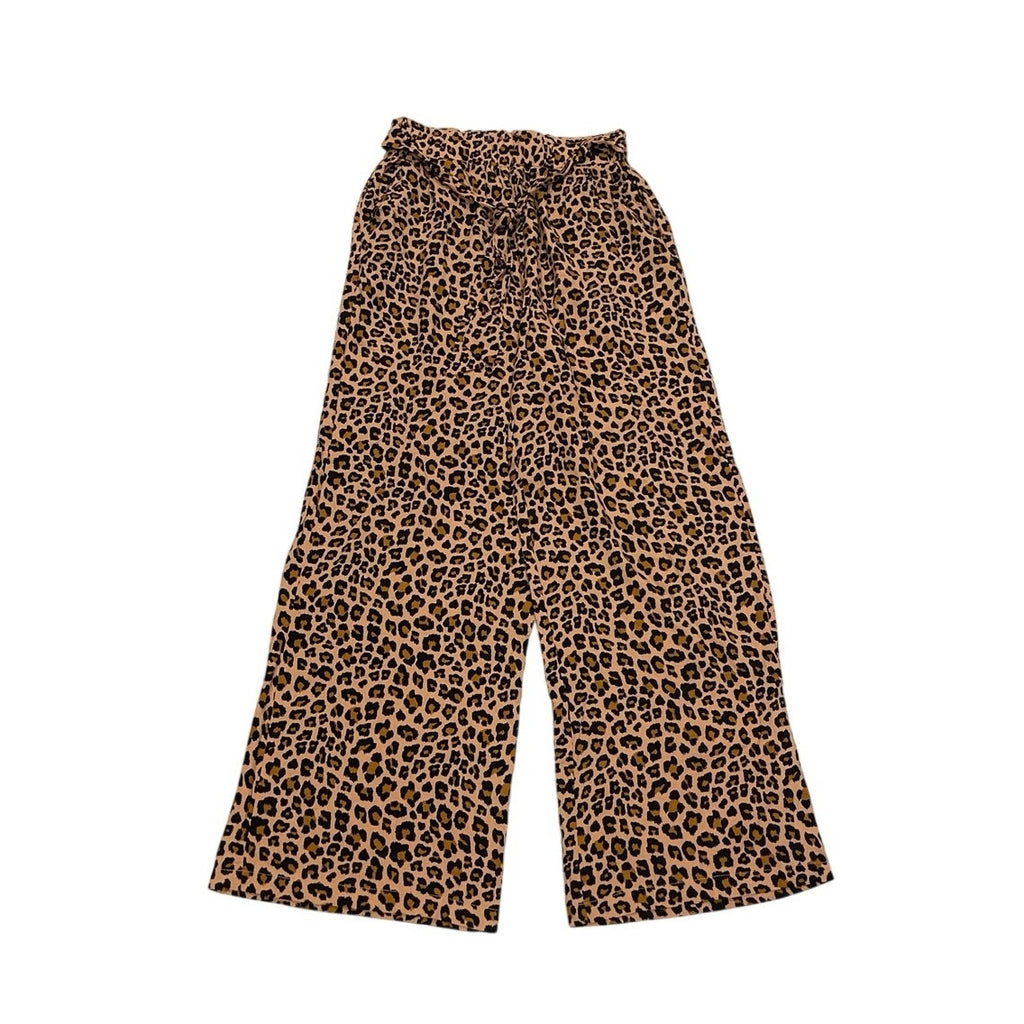 Leopard Print Lightweight Wide Leg Pants SZ M Pull on Waist Casual Trousers