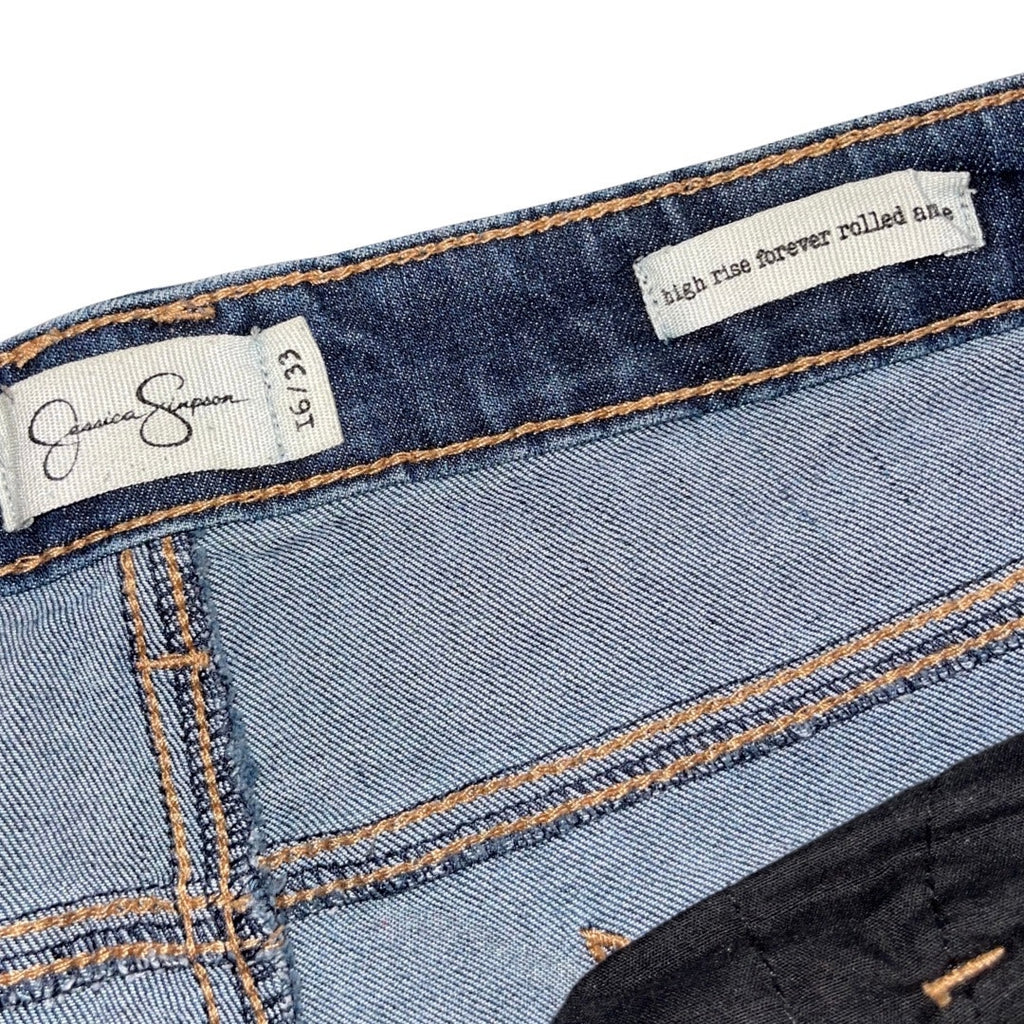 Jessica Simpson High Rise Forever Rolled Ankle Jeans Plus size 16x33 Blue Wash