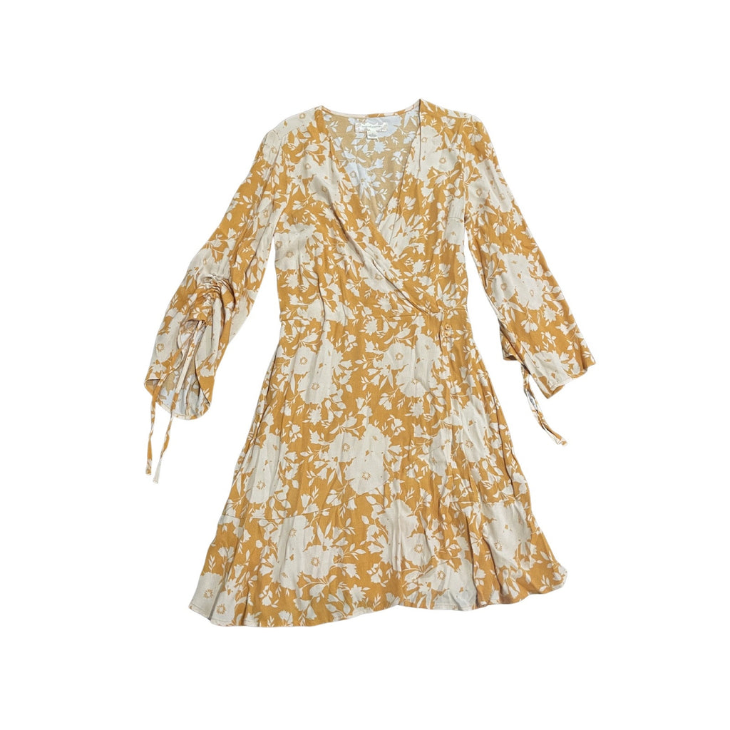 Band of Gypsies Bohemian Floral Faux Wrap Dress Size Medium Brunch Botanical