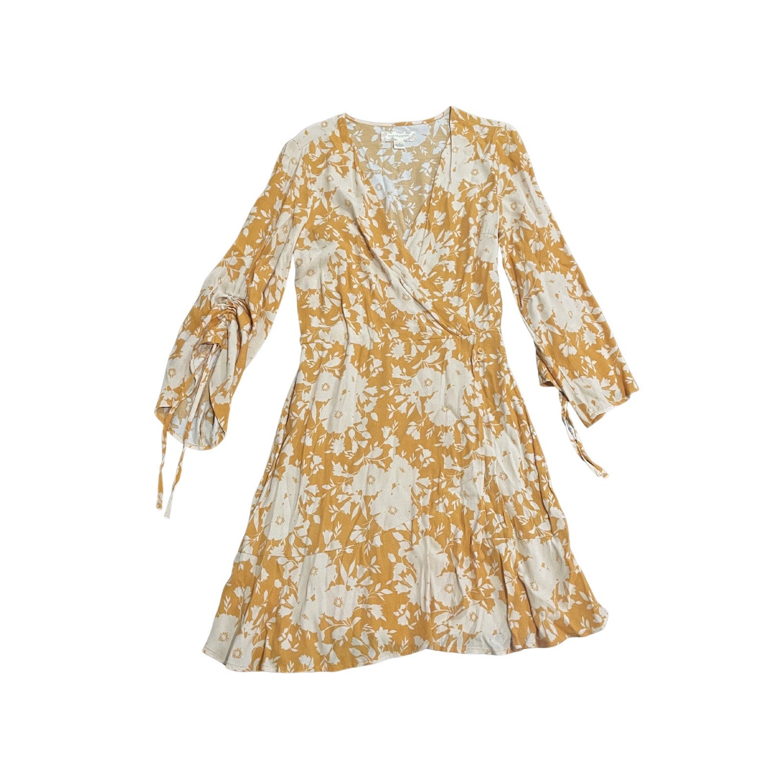 Band of Gypsies Bohemian Floral Faux Wrap Dress Size Medium Brunch Botanical