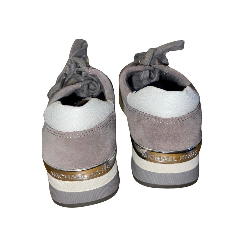 Michael Michael Kors Allie Trainer Sneakers Gray Suede Silver Metallic Size 9