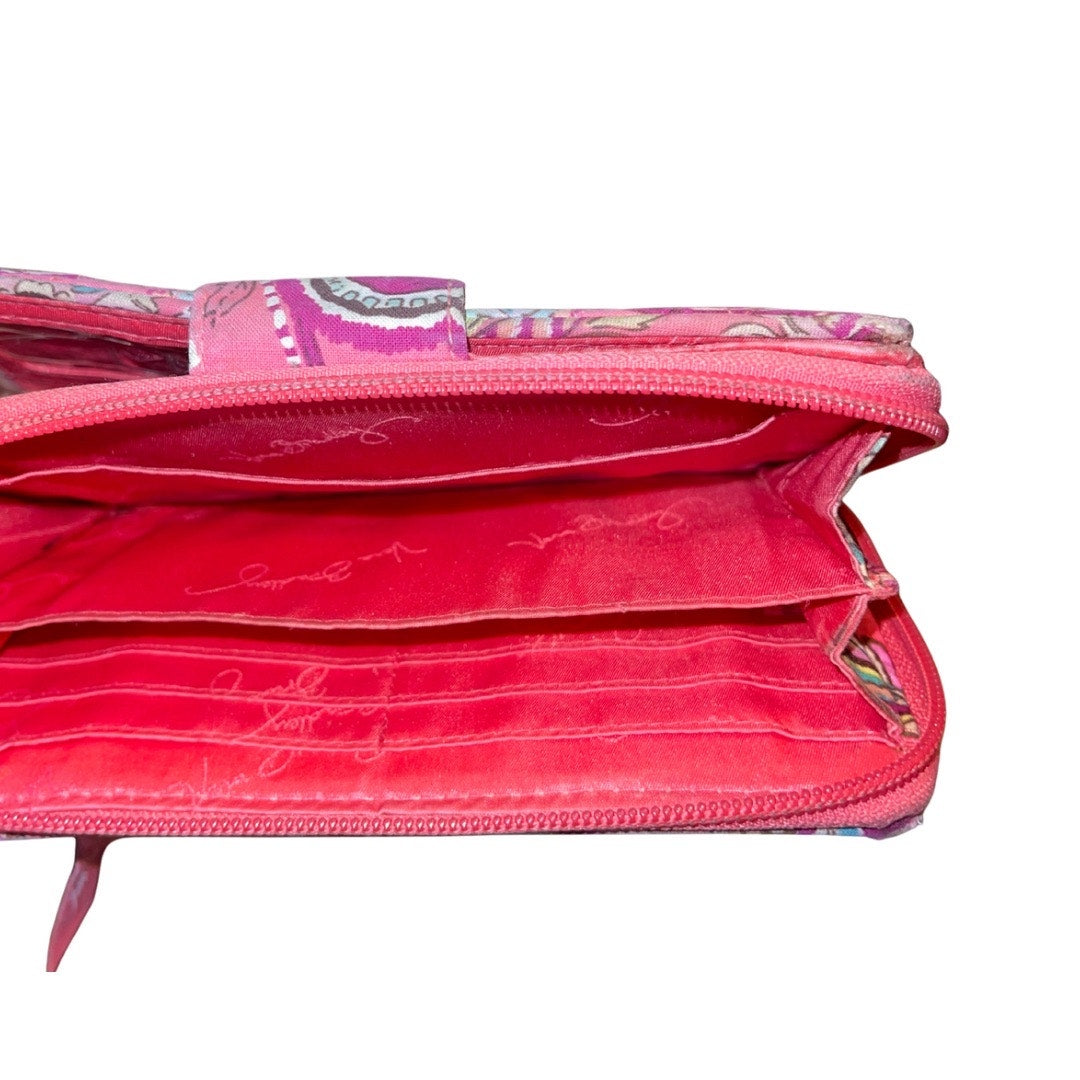 Vera Bradley 8' Zip Wallet Pink Paisley Lock Wallet Floral Vintage  compartments