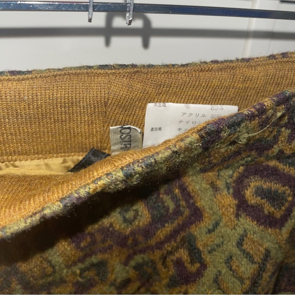 VIntage Cosa-Nostra Olive green geometric design Skirt