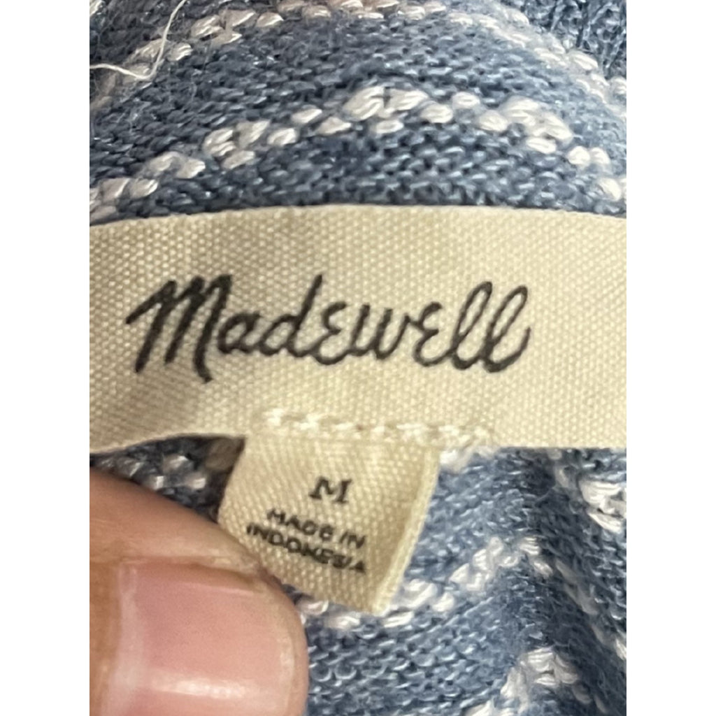 Madewell Jacquard Puff Sleeve Mockneck Top SZ M Texture Knit Vintage Inspired
