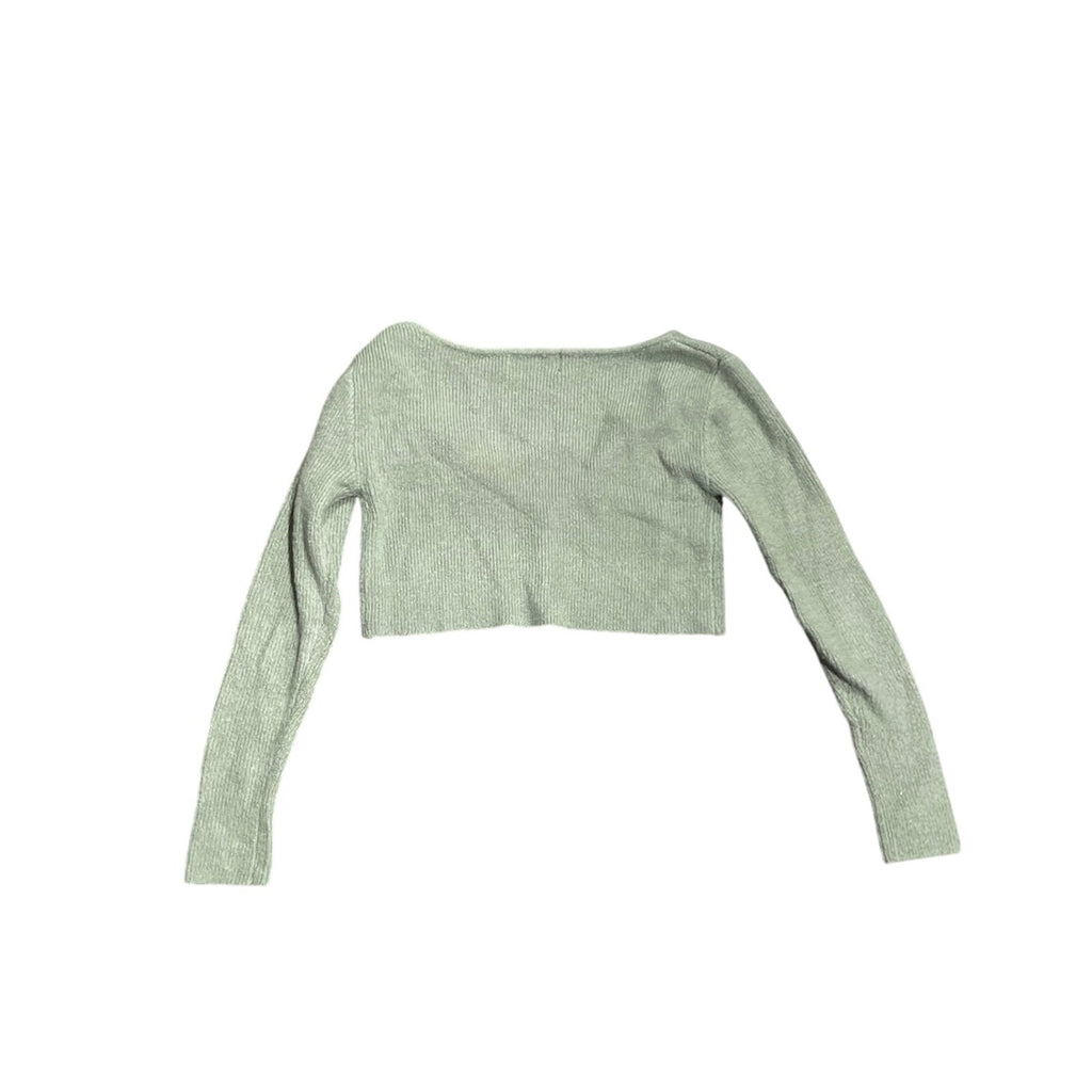 Cider Sage Green Ultra Cropped Button Knit Cardigan SZ S Slim Streetwear Y2K