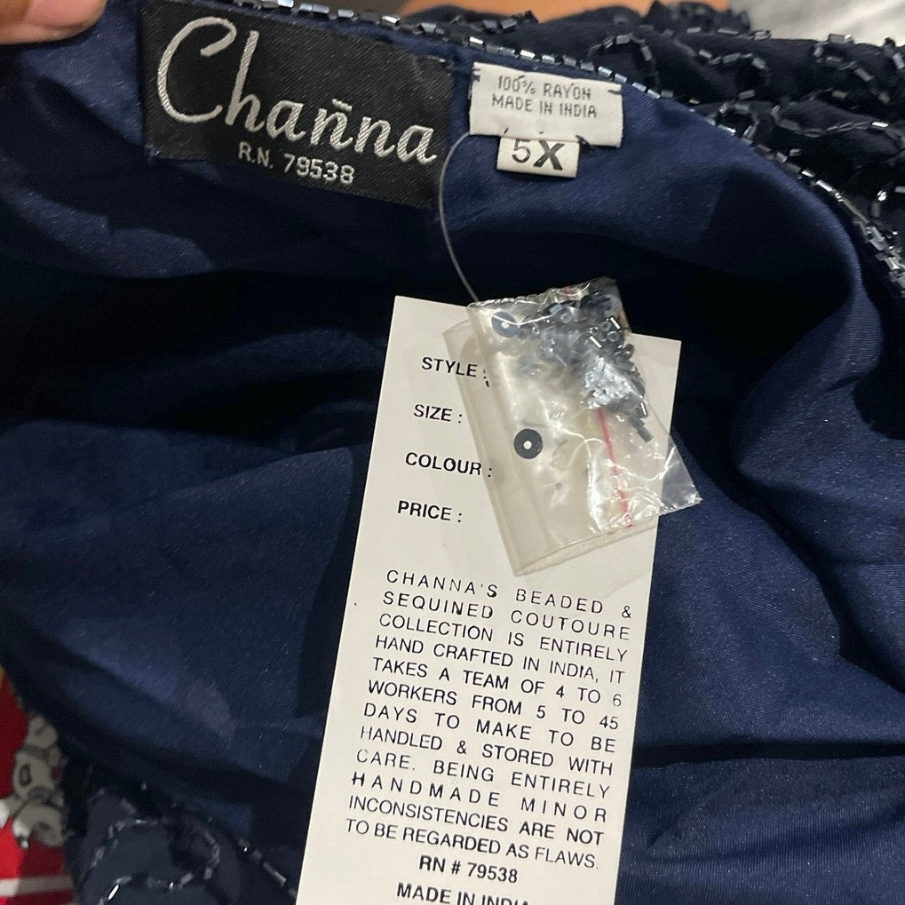 Channa Plus Size Heavily Beaded Dress Size 5X 80s 90s Vintage Evening wear NWT
