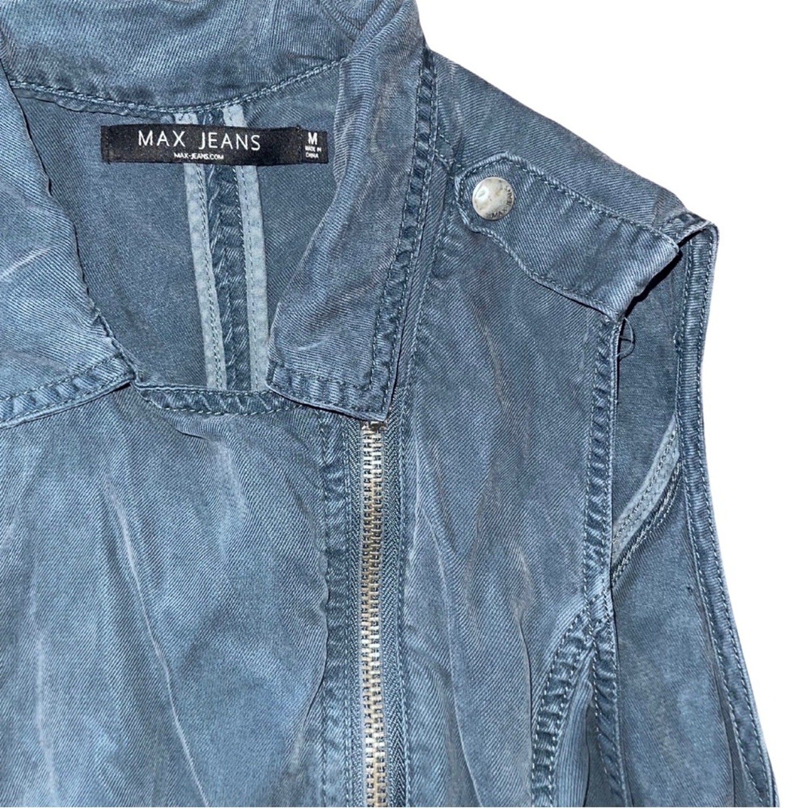 Max Jeans Full Zip Vest Women Military Biker Style Cargo Size Medium