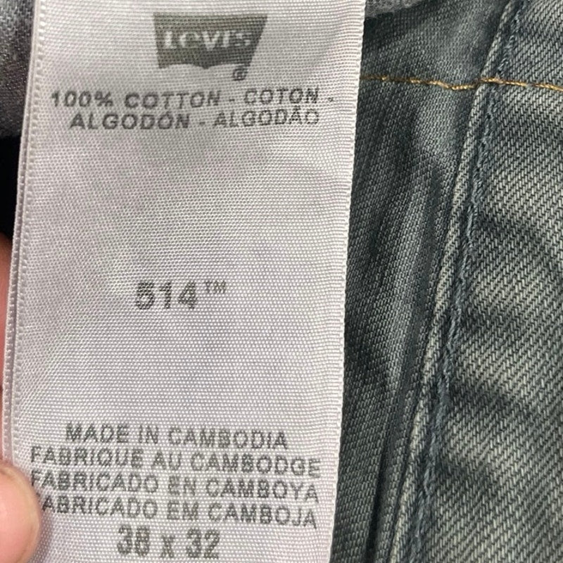 Levi's 514 Green Straight Fit Jeans Size 38x32 Regular Fit Casual Streetwear