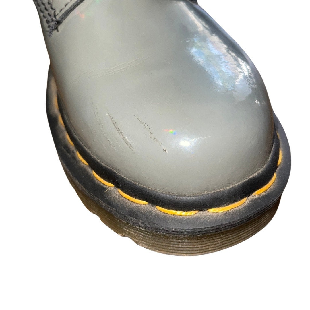 Dr. Martens 1460 Women Rainbow Black Patent Leather Boots Gray Size 7 8 Eye