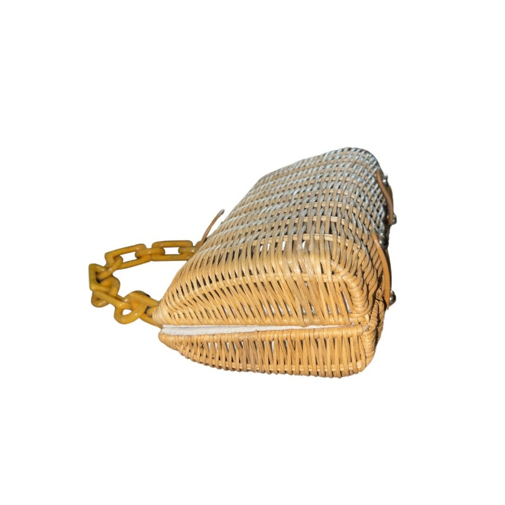 BTB Los Angeles Page Wicker Straw Clutch purse Resin Strap Vacation Summer NWT