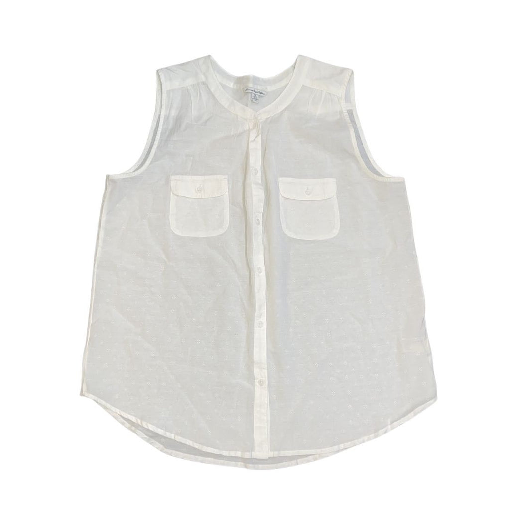 American Eagle Outfitters Sleeveless Button Down White Blouse Size Large Casual