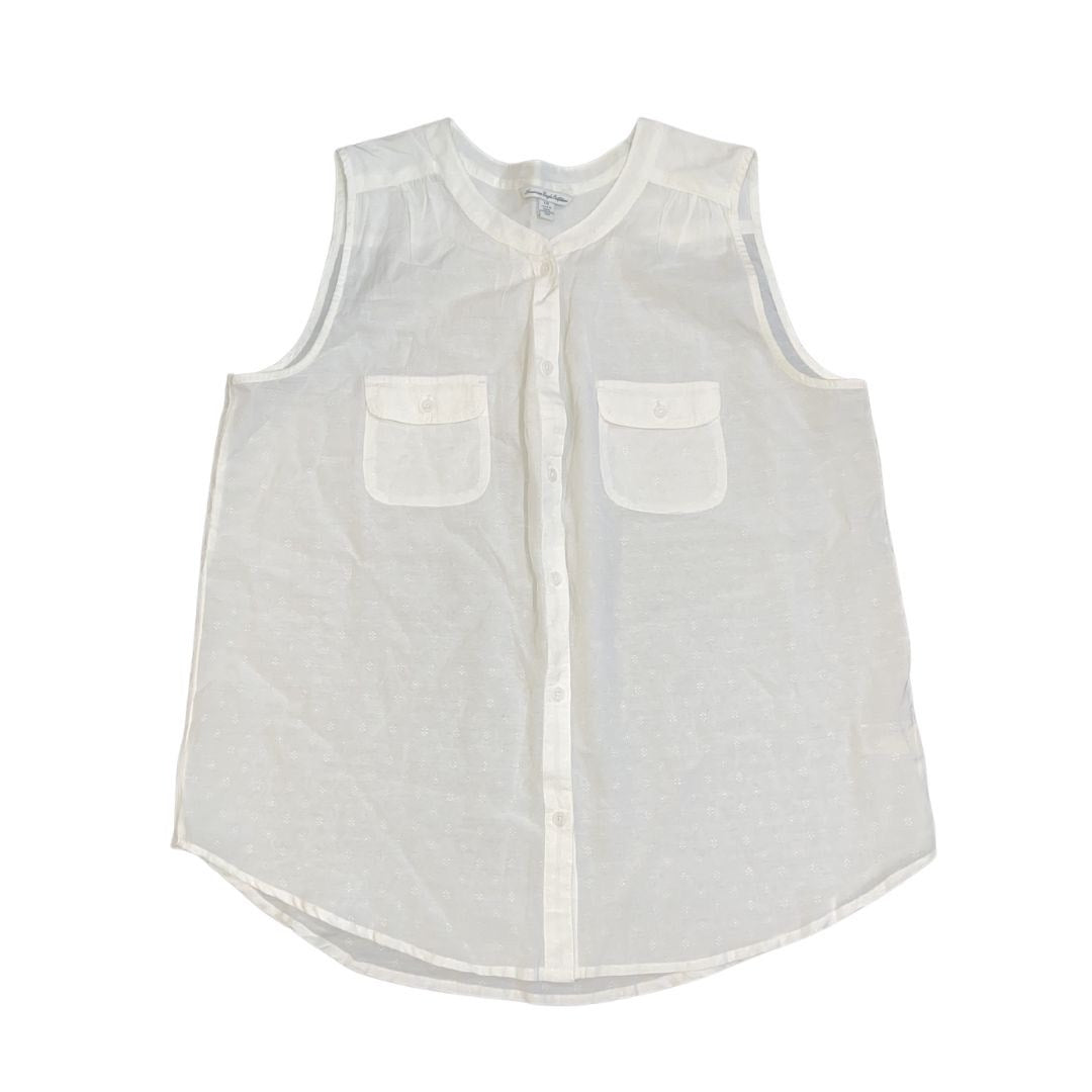 American Eagle Outfitters Sleeveless Button Down White Blouse Size Large Casual