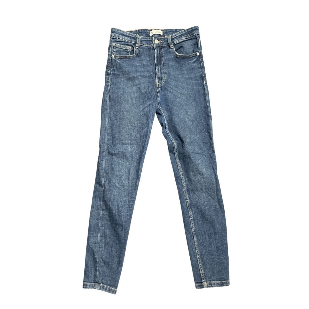 Zara Mid High Rise Slim Fit Denim Jeans Size 8 Classic Indigo Streetwear Chic