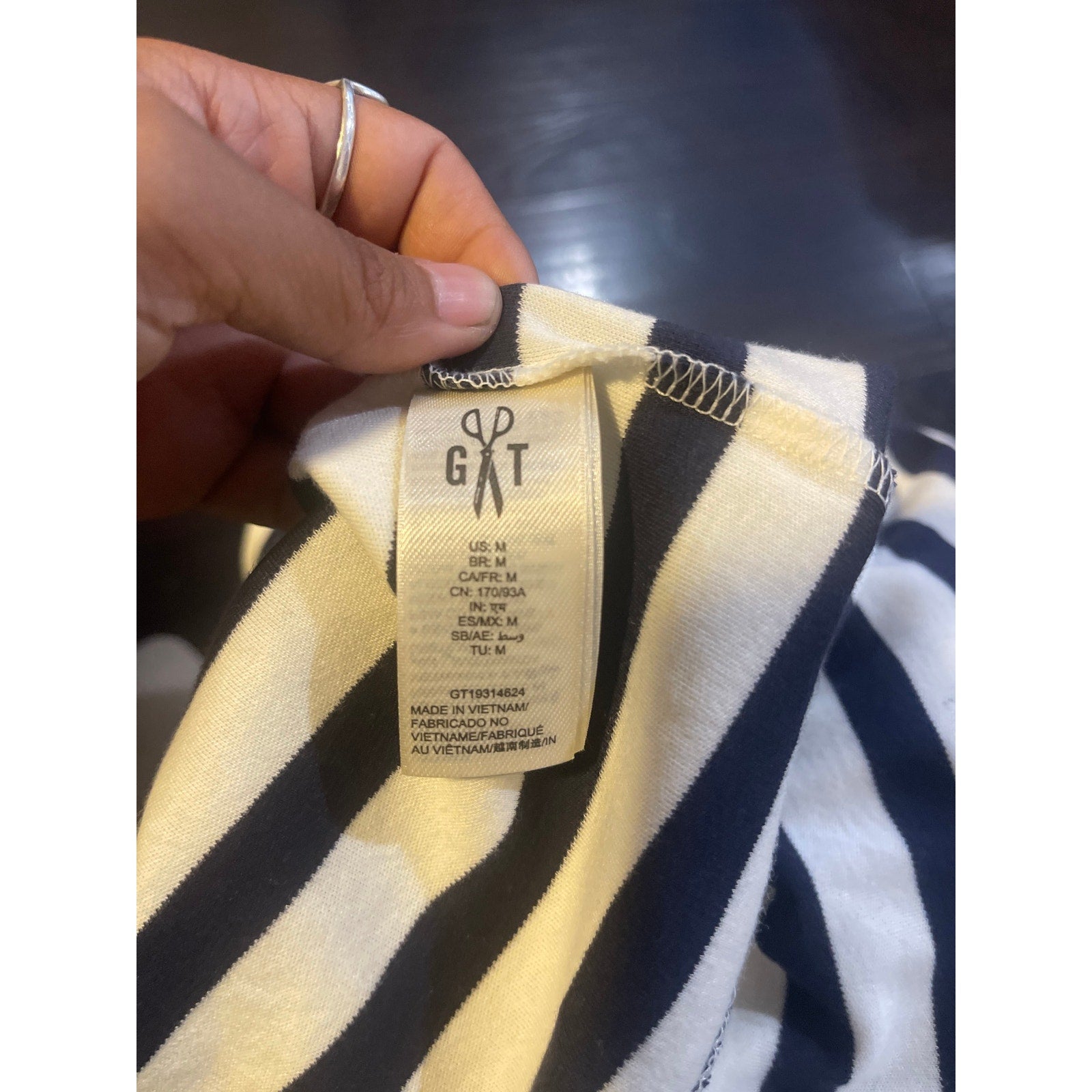 Goodthreads Blue White Stripe 3/4 Sleeve T-Shirt Dress Size M Nautical Coastal