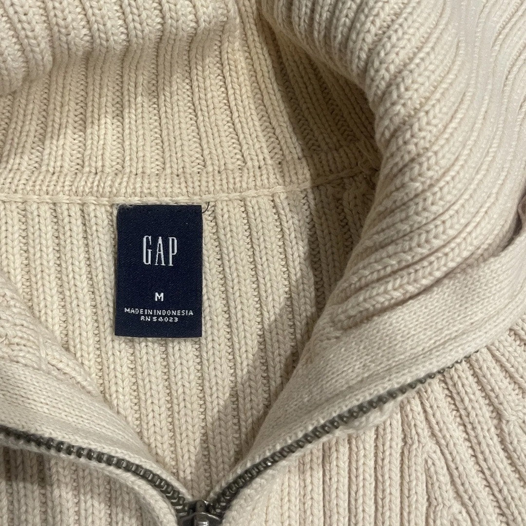 Gap Chunky Ribbed Knit Wide Collar Zipper Cardigan Sweater size Medium Y2K 90s