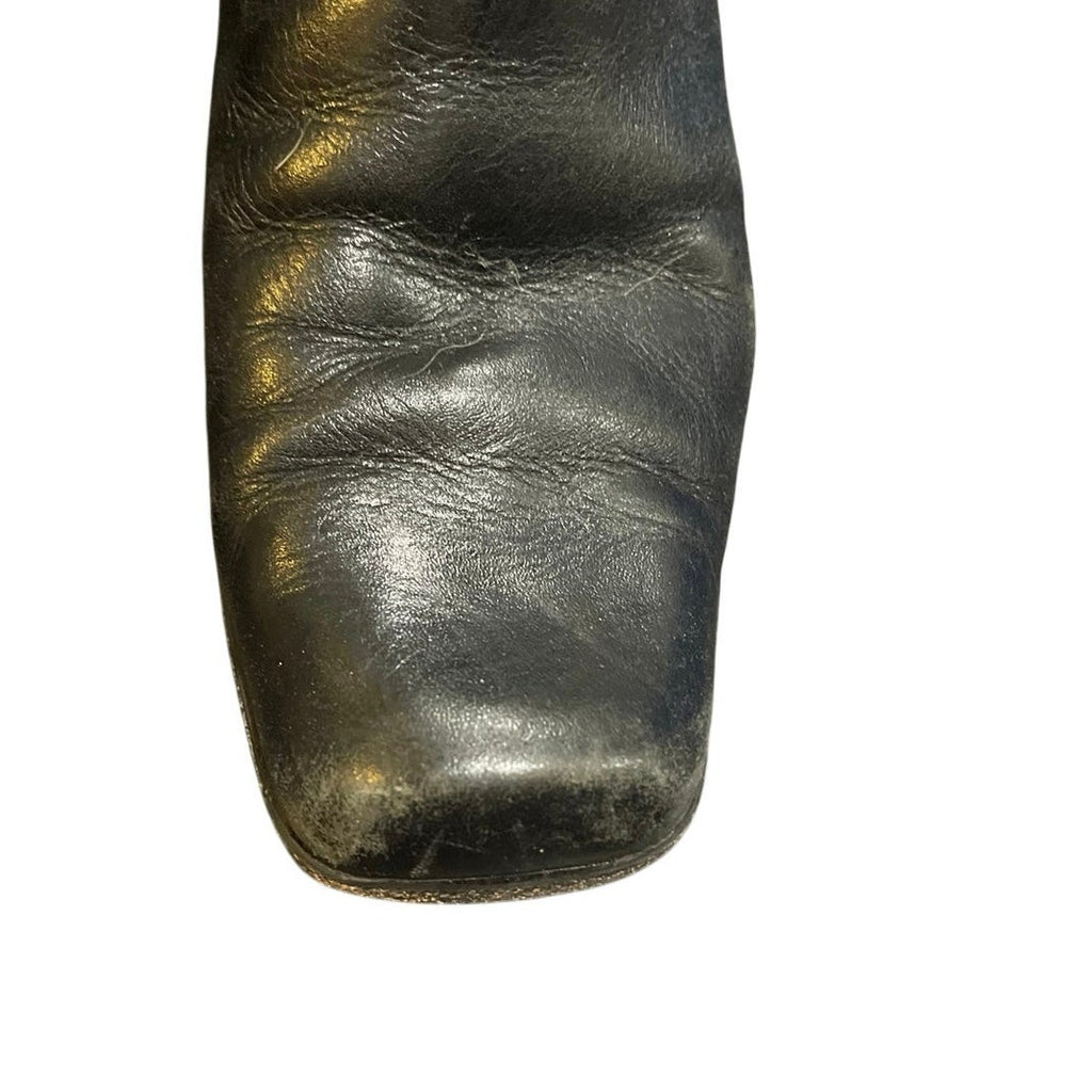 Diba Black Leather Ankle Square Toe Bootie Vintage 90s Y2K Made in Brazil