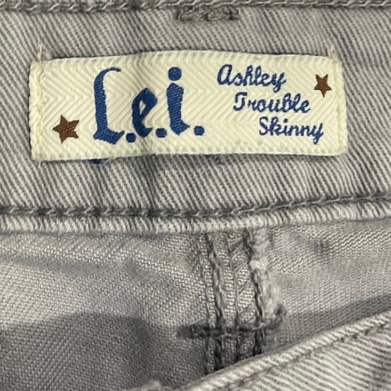 L.e.i. Gray Mid Rise Ashley Trouble Skinny Jeans 13 Streetwear Casual Everyday