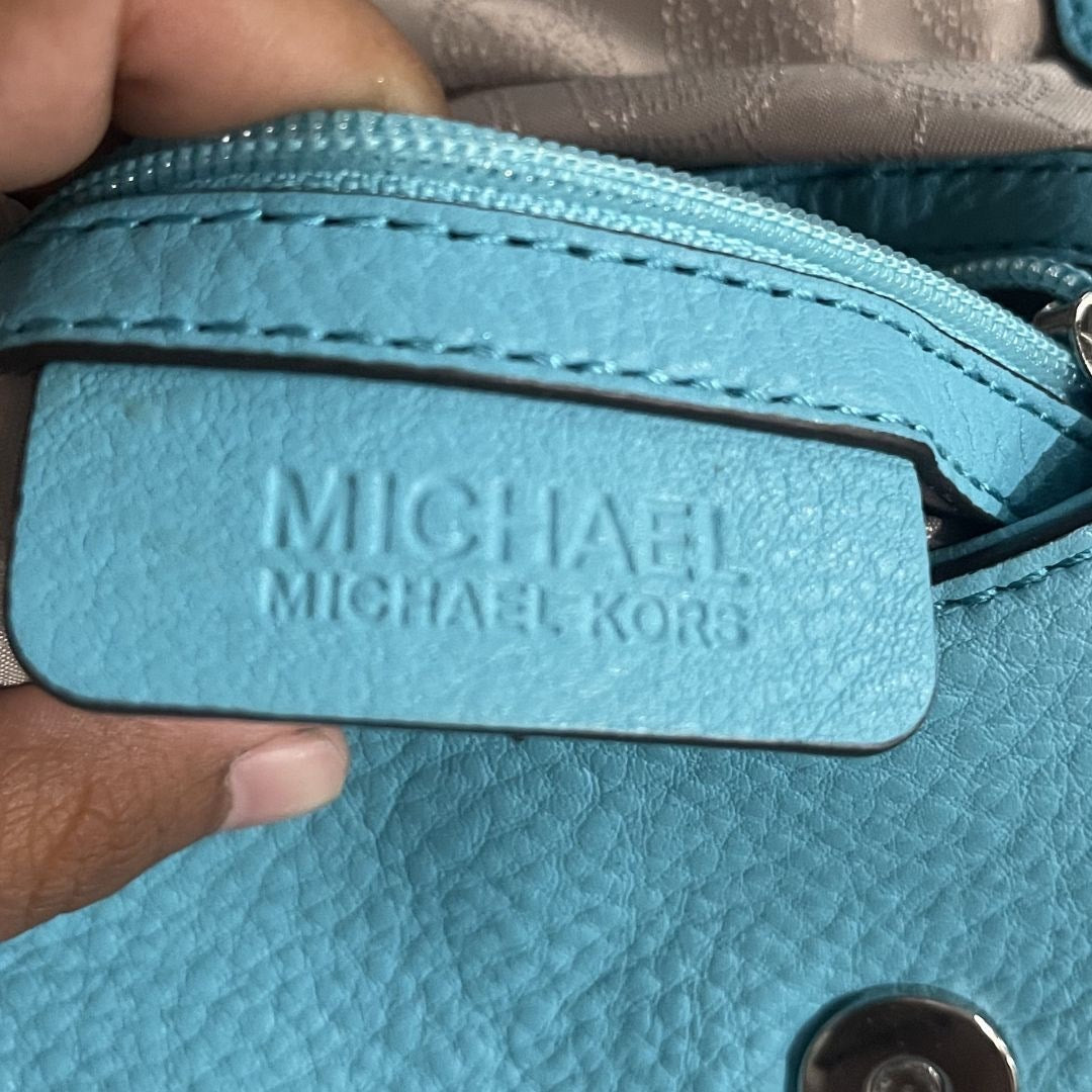 Michael Kors Teal Aqua Pebble Leather Bedford Flap Crossbody Bag Spring Summer