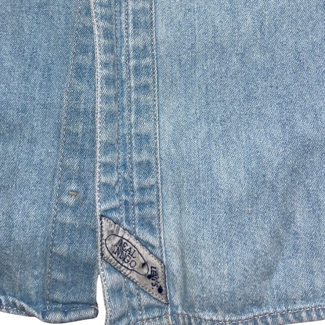 Vintage Levi's Mens Green Two Horse Brand Denim Button Shirt Size Large Western