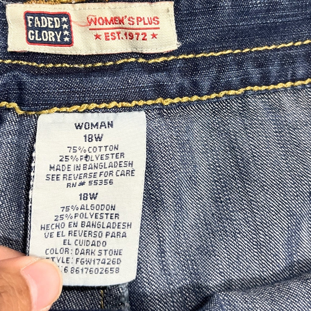 Faded Glory Cargo Pockets Denim Jean Skirt Plus SZ 18 Western Cowgirl Rodeo VTG