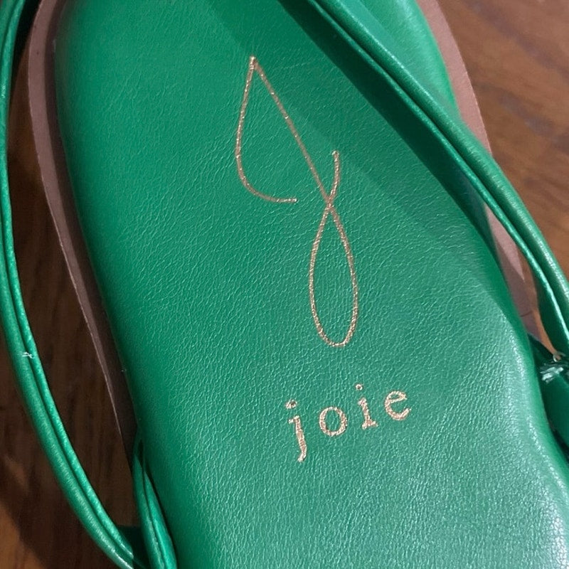Joie Vida Kelly Green Strappy Flat Sandals SZ 8 Ankle Strap Faux Leather NEW