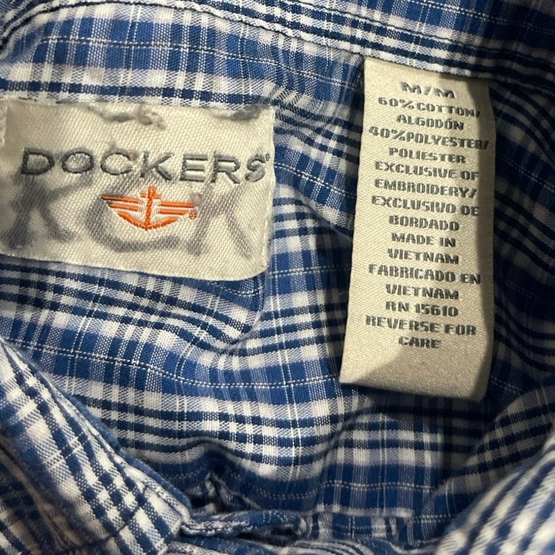Dockers Long Sleeve Plaid Button up Shirt SZ M Business Casual Preppy Office