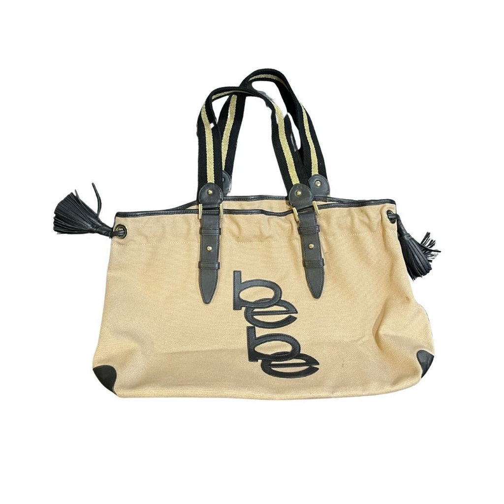 Bebe Hana Canvas Drawstring Tote Shoulder Bag Purse Y2K Drawstring Closure