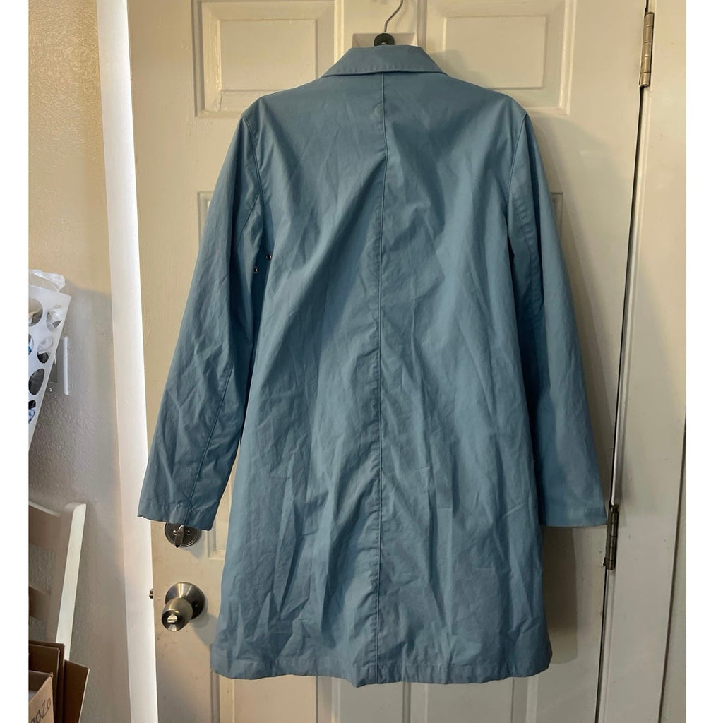 GAP Blue Classic Mid Length Trench Coat SZ L with Bucket Hat VTG Y2K Minimalist