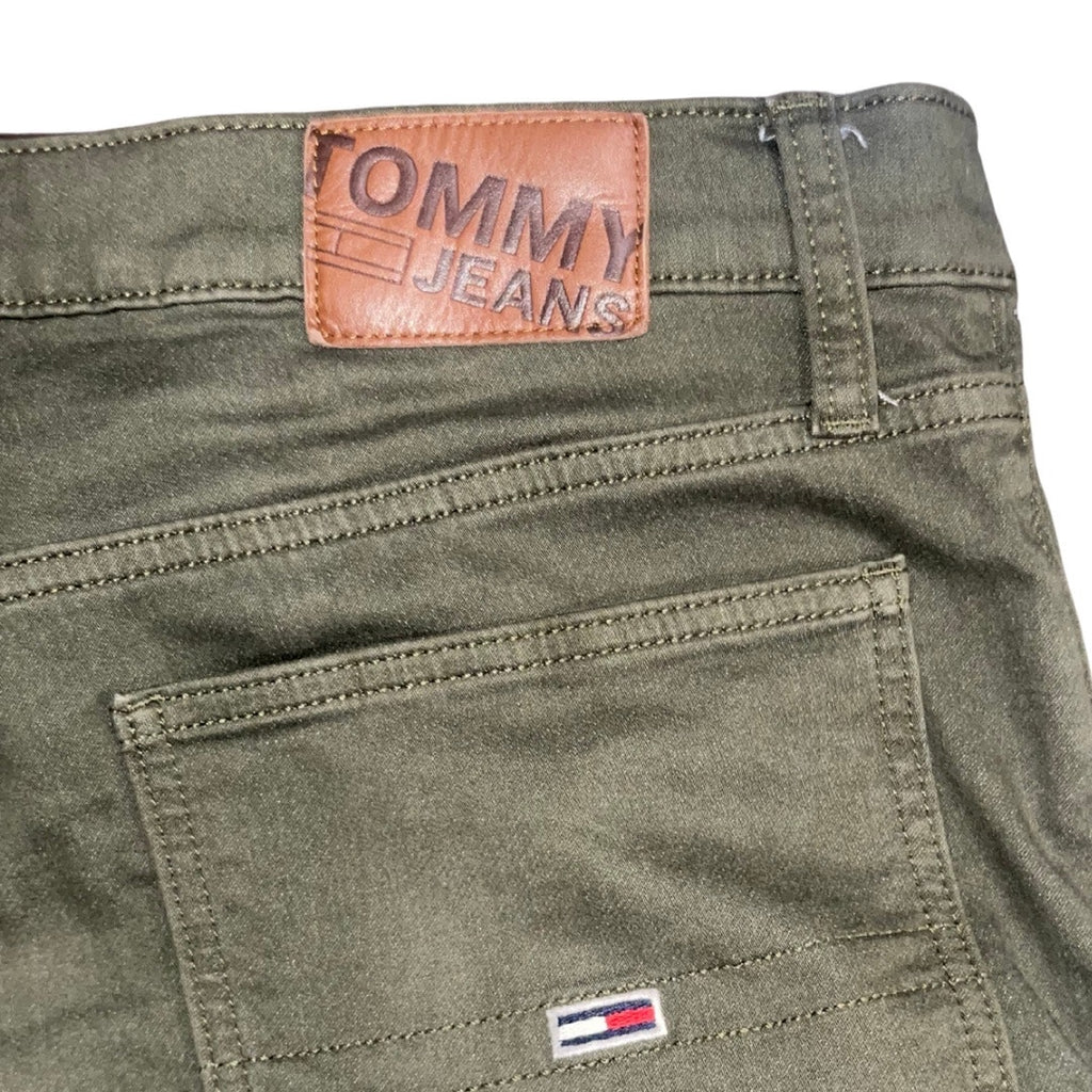 Tommy Hilfiger Jeans Chino Denim Green Slim Fit Pants Size 36x32 Casual Preppy