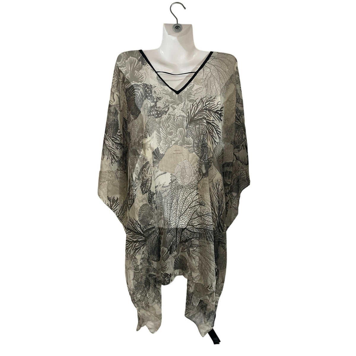 H&M Sheer Sea Graphic Print Poncho Cover Up One Size Beach Vacation Resort