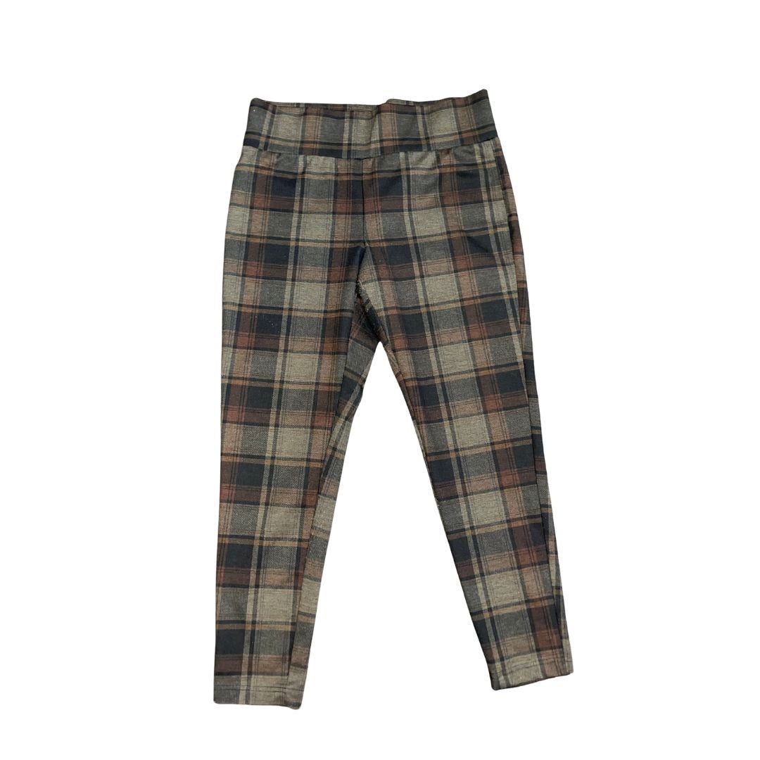 Zac & Rachel Pull on Plaid Stretch Knit Pants SZ L Academia Preppy School Girl
