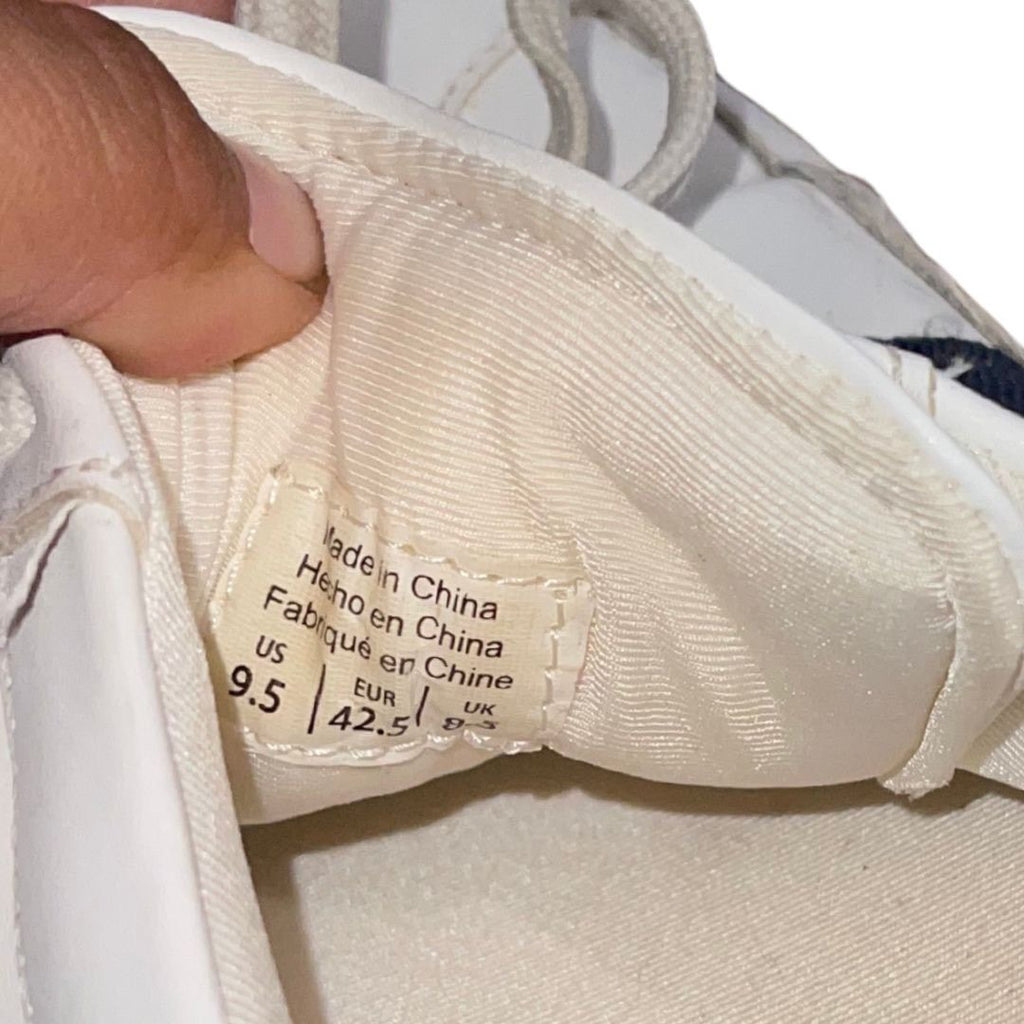 Aldo Men's White Navy Blue Striped Casual Sneakers Size 9.5