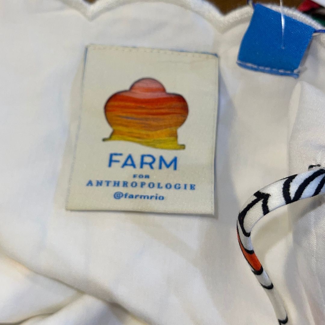 Farm Rio x Anthropologie Basque-Waist Midi Dress Size Large Tie Straps Fit Flare