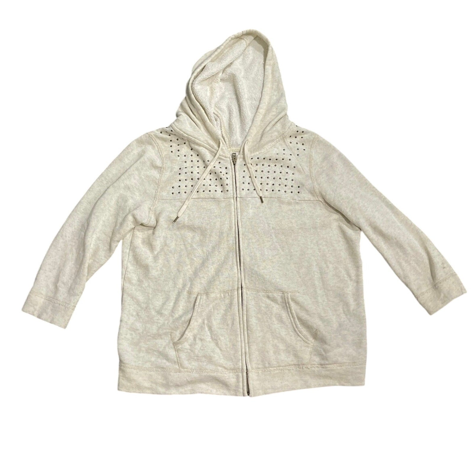 American Eagle Outfitters Studded Full Zip Hooded Sweater Size XL Pockets Y2K