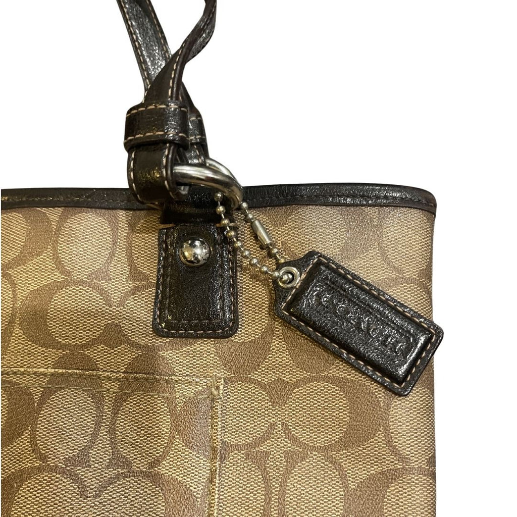 Coach Signature Canvas Peyton Tote Shoulder Bag Purse Leather Trim F18917 Y2K