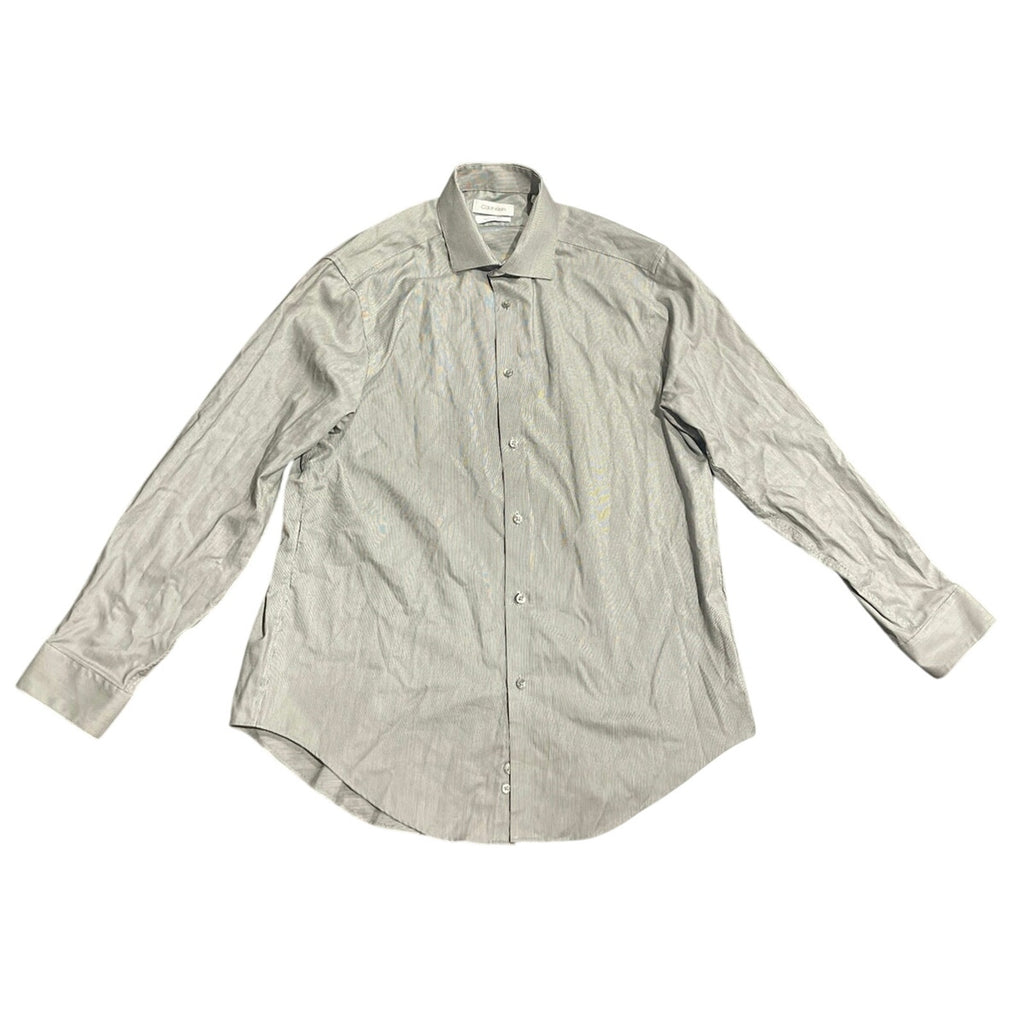 Calvin Klein Steel Slim Fit Stretch Non Iron Pin Stripe Long Sleeve Dress Shirt