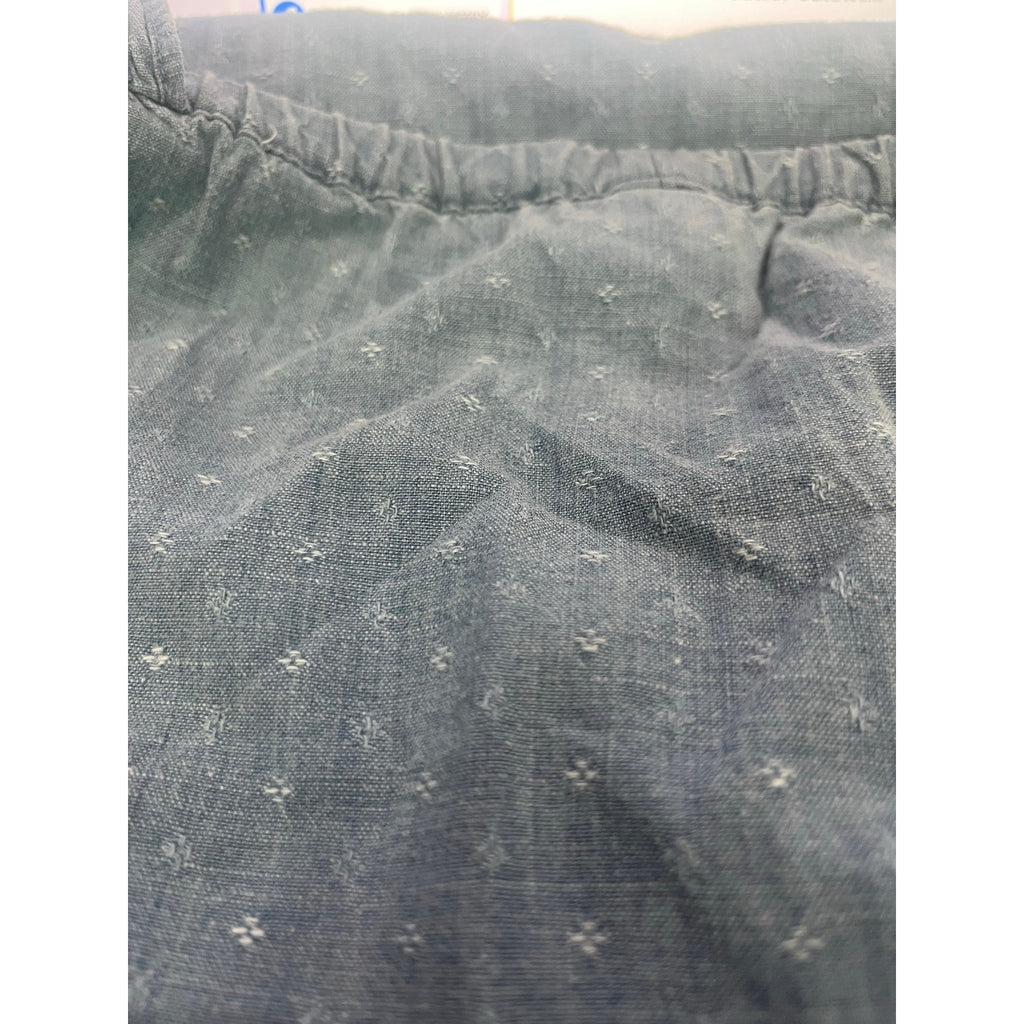 J.Crew Dobby Off the Shoulder Ruffle Sleeves Chambray Short Dress SZ 4 Western