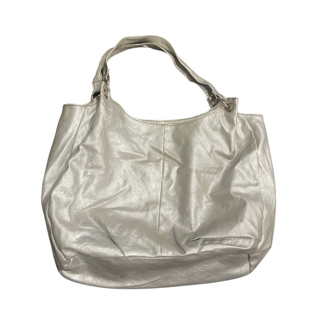Nine West Metallic Hobo Shoulder Bag Faux Leather Slouchy Y2K Chic Boho