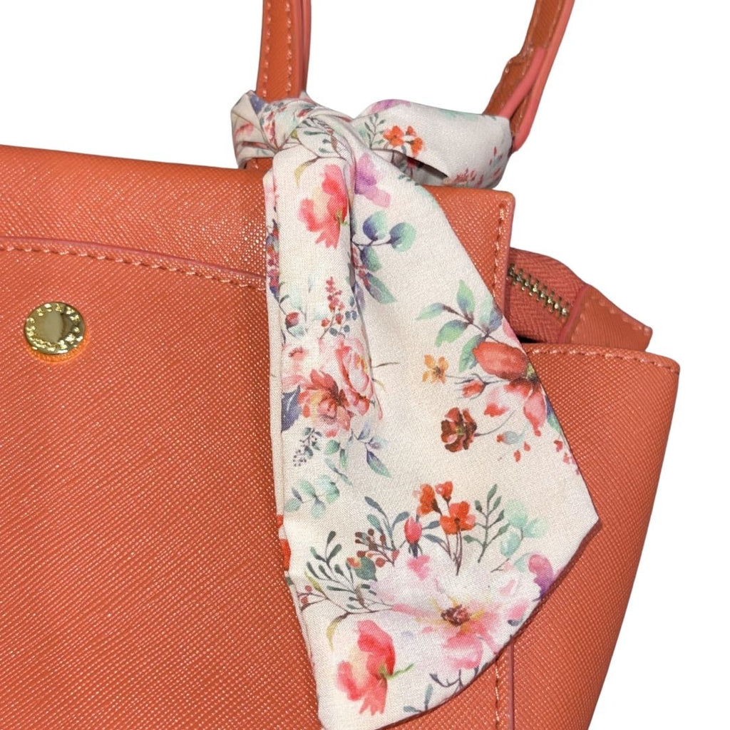 Steve Madden Mini Orange Crossbody Purse Floral Scarf Y2K Adjustable Strap