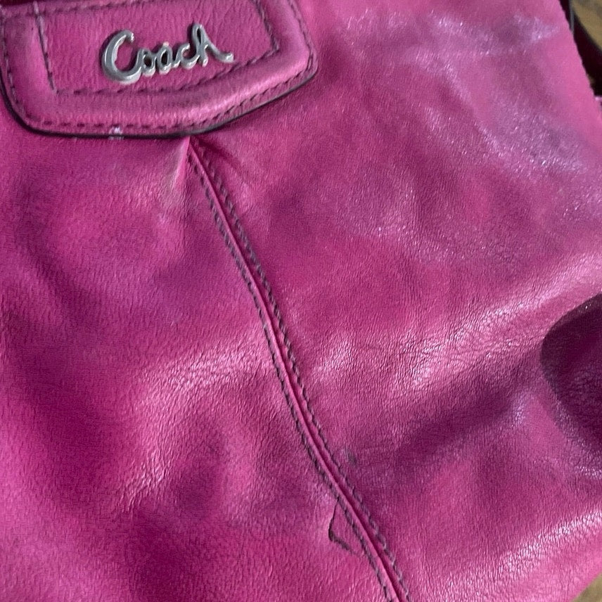 Coach Ashley Fushia Pink Leather Mini Crossbody Purse Handbag Y2K Romantic