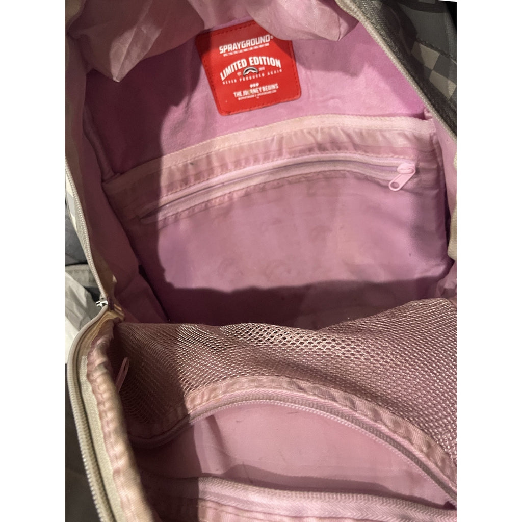 Sprayground Backpack Limited Edition The Journey Begin No 613 White Pink Shark