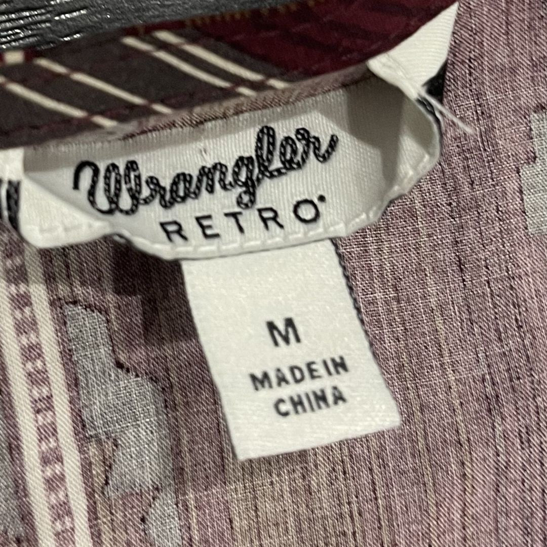 Wrangler Retro Southwestern Striped Long Sleeve Button Maxi Dress Medium Western