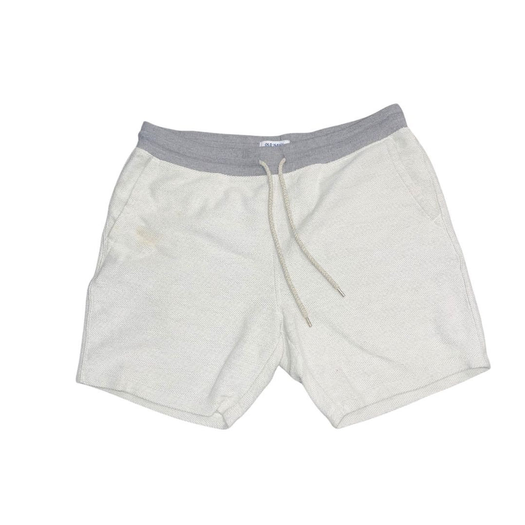 Old Navy Jogger Men Shorts White Grey Size Large Woven Drawstring Athletic