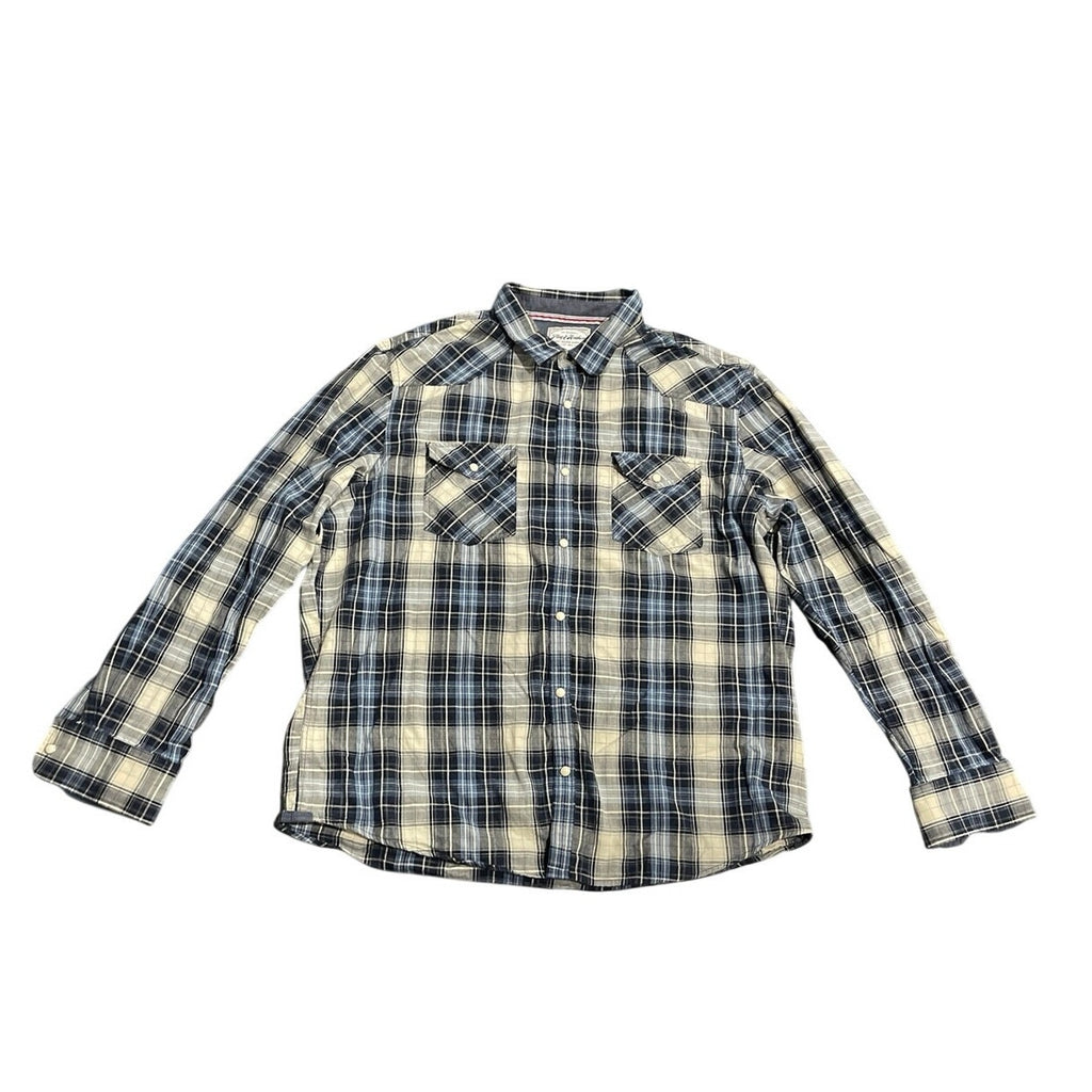 Flag & Anthem Long Sleeve Plaid Western Flannel Shirt XL Front Yolk Pearl Buttons