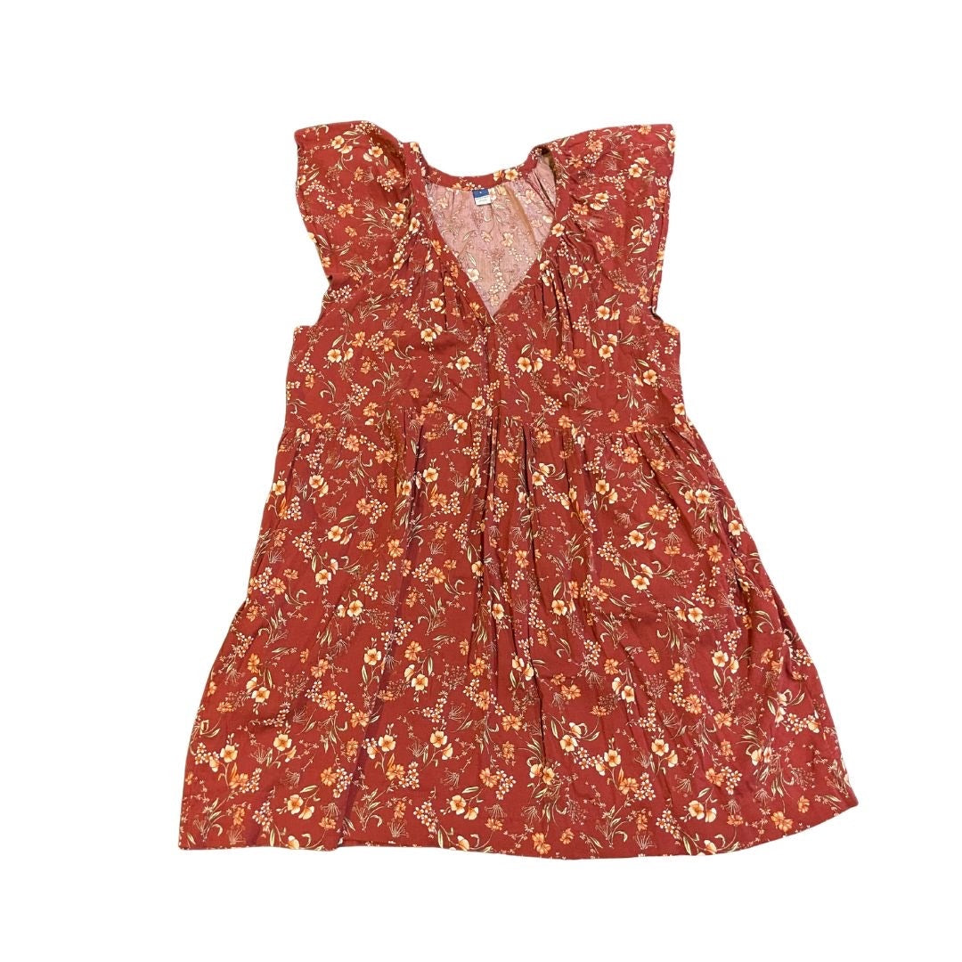 Old Navy Flutter Sleeve Floral Print Swing Dress Size Large Brunch Boho Garden