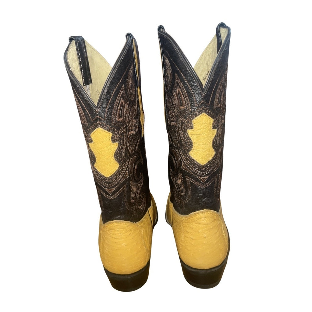 El General Western Cowboy Leather Boots Two Toned Embroidered Shaft 7 Rodeo NEW