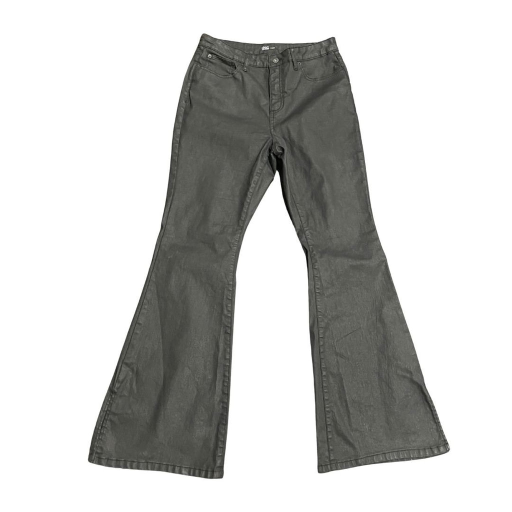 I.N.C International Concepts Flare Coated Denim Jeans Size 14 Retro Grunge 70s