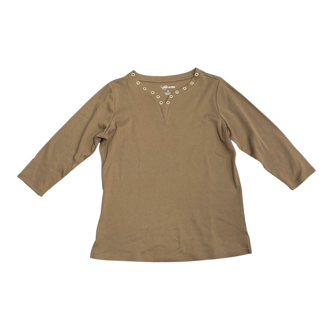 Cali and York Brown Top Size Medium Casual Office Blouse